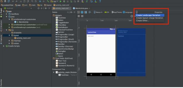 Añade un diseño horizontal personalizado en Android Studio