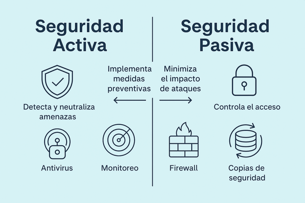 Diferencia entre seguridad activa y pasiva informática